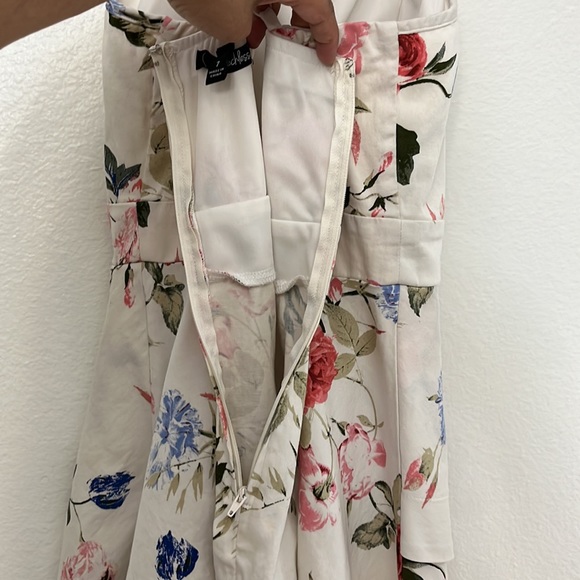 Speechless Womens Juniors Floral Fit & Flare Halter Dress Ivory 7 - Picture 10 of 16